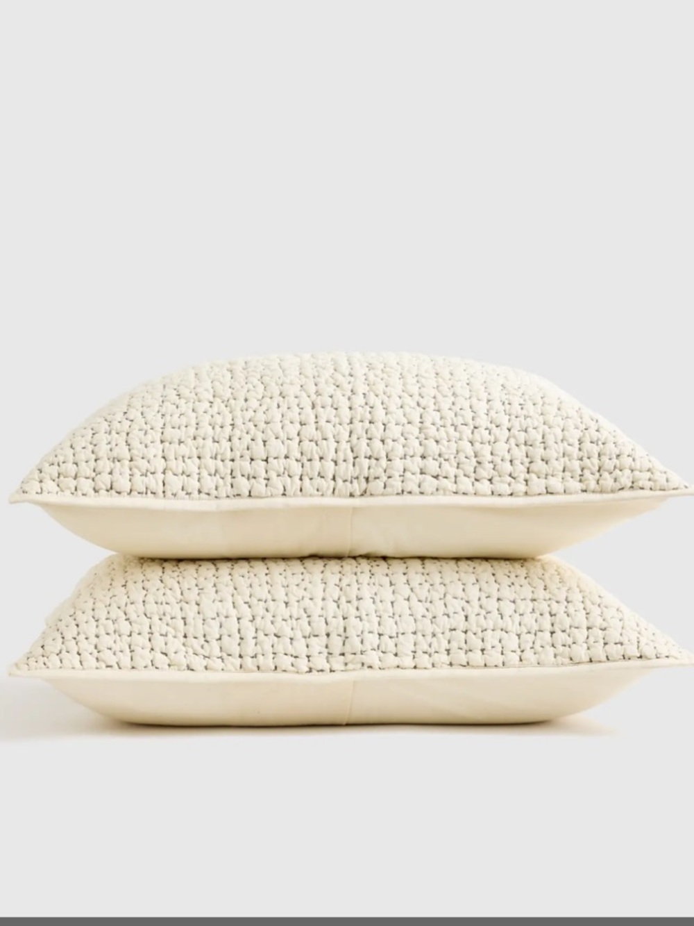 Quince Organic Cotton stitched standard quilted pillow sham set, undyed NWOT